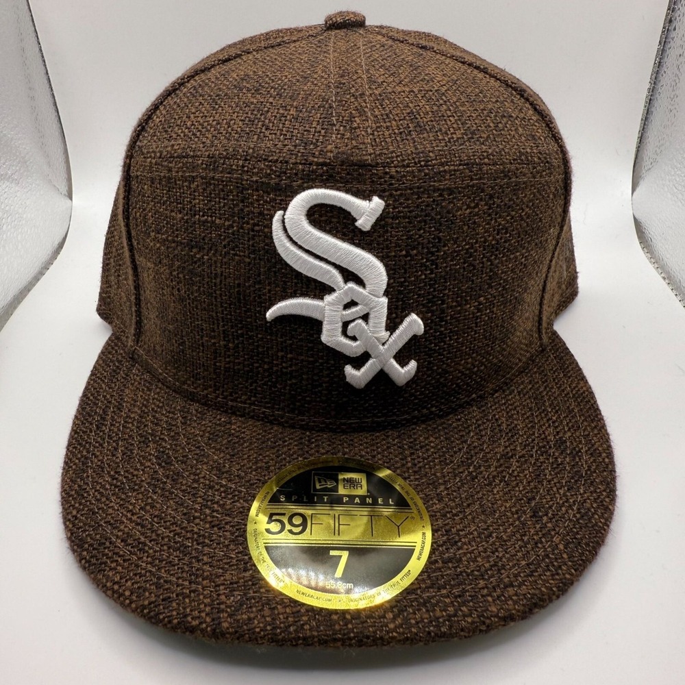 New Era 59Fifty Chicago White Sox Brown/Tweed Split Panel‎ Fitted Hat Size 7